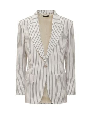 Tom Ford Stripes Notched Lapel Blazer - White
