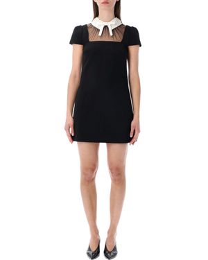 Self-Portrait Bow Collar Mini Dress - Black
