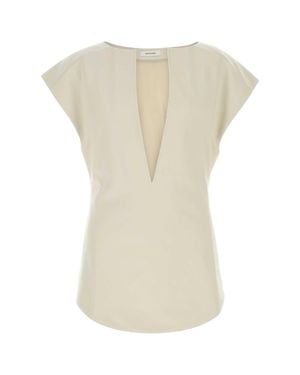 Entire studios Sand Stretch Polyester Blend Deep Vee Tank Top - White