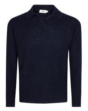 Altea Open-Collar Cashmere Merino Polo Sweater - Blue
