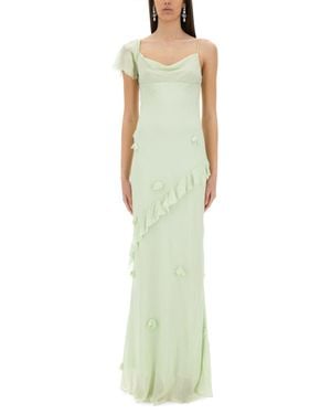 green emerald velvet dress Green Rhinestone Maxi Dress – self-portrait