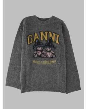 Ganni Oversized Alpaca Blend Sweater - Gray