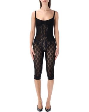 The Attico Lace Overall Polyamide Jumpsuit - Black