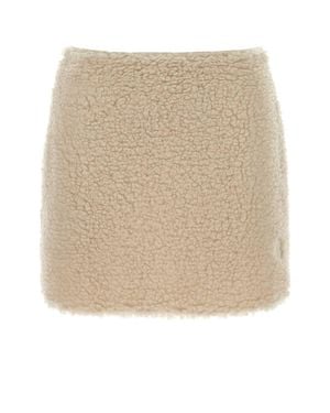 Moncler Ivory Teddy Fabric Mini Skirt - Natural