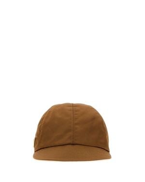 Prada Re-Nylon Baseball Cap With Calf Skin Details - Brown