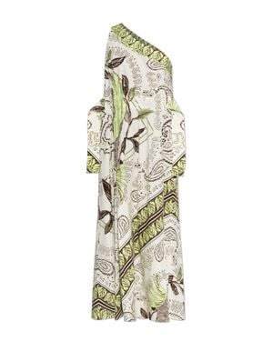 Tory Burch Floral One-Shoulder Mini Dress - Metallic