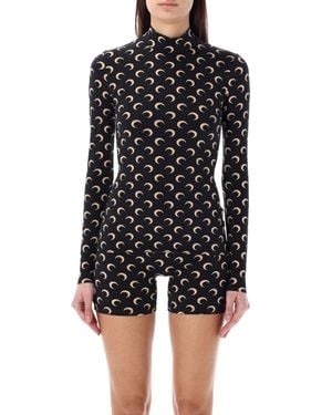 Marine Serre Brand-print Fitted Stretch-jersey Top - Black