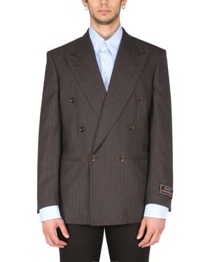 Gucci Double-Breasted Wool Jacket - Gray