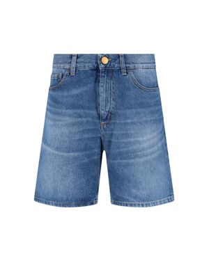 The Seafarer High-Waisted Denim Shorts - Blue