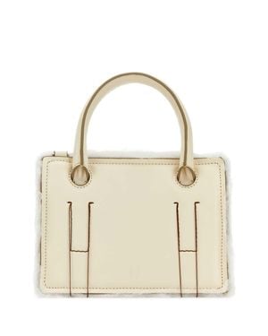 Dentro Ivory Leather Mini Otto Handbag - White
