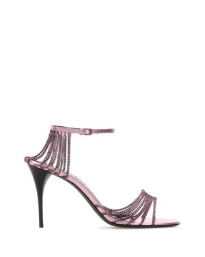 Saint Laurent Lilac Metal Babylone Sandals - Purple