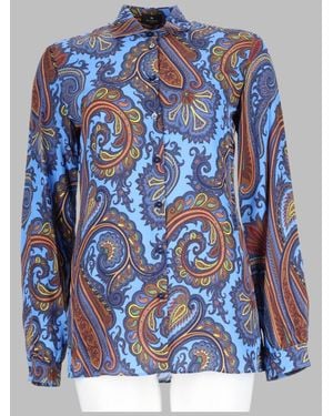 Etro Paisley Print Button-Front Shirt - Blue