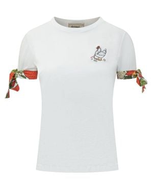 ALESSANDRO ENRIQUEZ Slim Fit T-Shirt With Chicken Embroidery - White