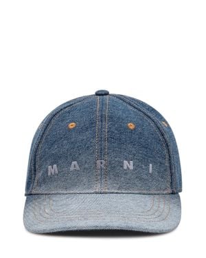 Marni Embroidered Logo Curved Visor Hat - Blue