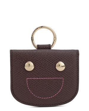 Longchamp Leather Card Holder With Ring - Brown