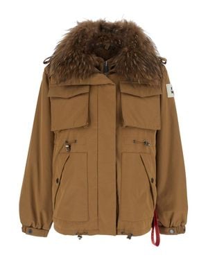 AFTER LABEL Ushuaia Short Tech Parka Jacket With Zip Front And Side Pockets - Brown