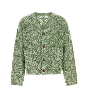 Séfr Melange Wool Blend Oversize Abain Cardigan - Green