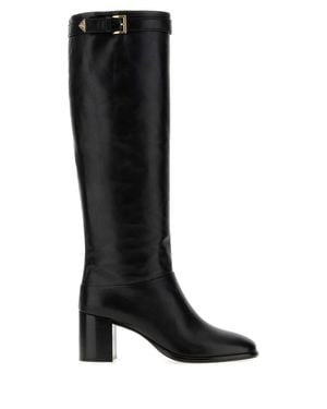 Prada Leather Boots Mini Heel 7 Cm - Black