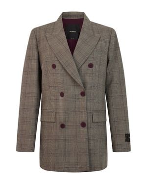 Pinko Jacket Double-Breasted Jacquard-Bordeaux- Polyester - Brown