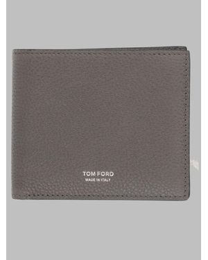 Tom Ford Bi-Fold Wallet Calf Leather & Purses - Gray