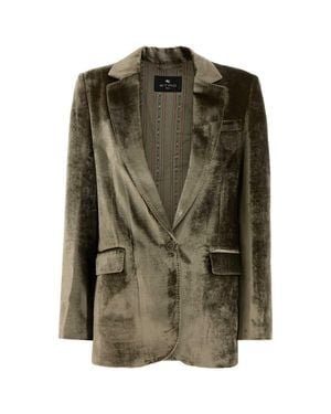 Etro Sage Velvet Blazer - Green