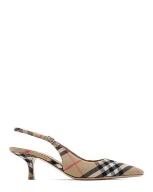 Burberry Check Dame Slingback Pumps - Metallic
