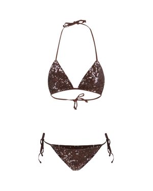 P.A.R.O.S.H. Sequin Triangle Bikini Set - White