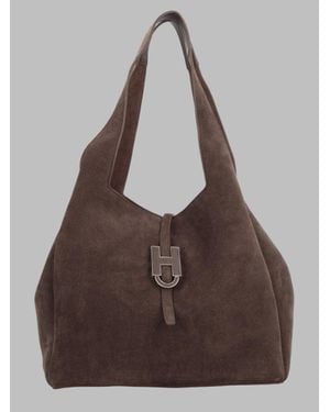 Hogan Trend Leather Shopping Bag, Mini Size 41 Cm X 28 Cm X 15 Cm - Brown
