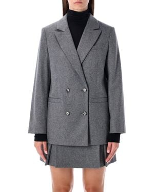 A.P.C. Lucy Double-Breasted Wool Blazer - Gray
