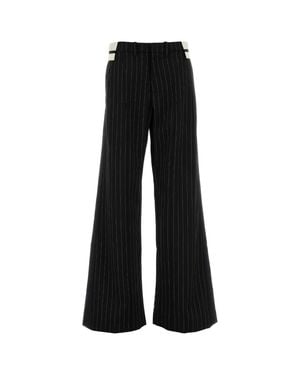Jean Paul Gaultier Embroidered Wool Striped Pants For - Black