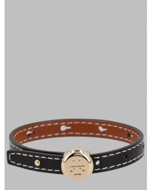 Tory Burch Leather Logo Disc Bracelet - Brown