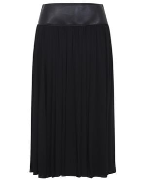 Alaïa Jersey And Nappa Midi Skirt - Black