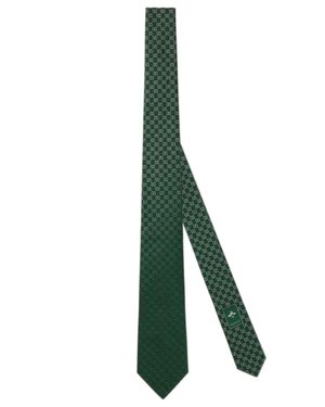Gucci Gg Jacquard Silk Tie - Green