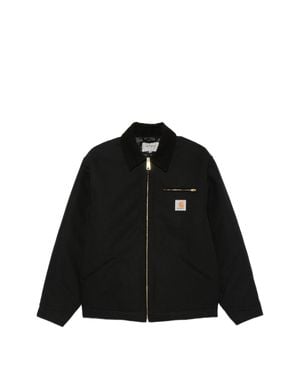 Carhartt Og Detroit Logo-Patch Zip-Up Shirt Jacket - Black