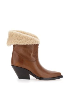 Chloé Leather Side-Zip Ankle Boots With Medium Heel - Brown