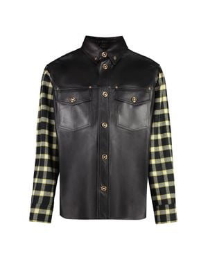 Versace Checked-Panel Shirt Jacket - Black