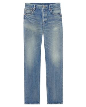 Saint Laurent Cotton Lined Five-Pocket Jeans With Button Fly - Blue