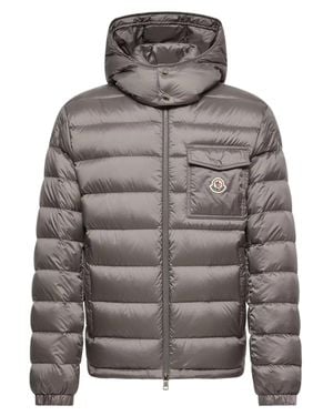 Moncler Nylon Quilted Down Jacket With Detachable Hood - Gray