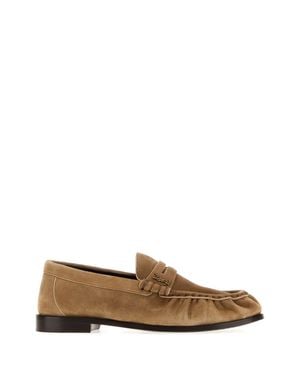 Saint Laurent Cappuccino Suede Loafer - Brown