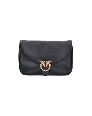Pinko Flap Shoulder Bag With Logo Hardware - Black