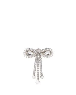 Alessandra Rich Crystal Bow Brooch - White