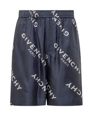 Givenchy Silk Logo Shorts - Blue