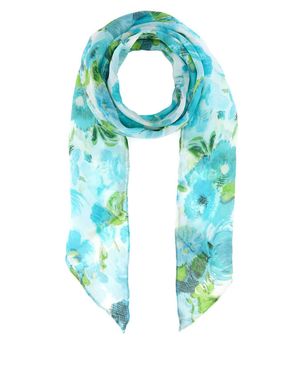 Chloé Printed Georgette Foulard Style Silk Scarf - Blue