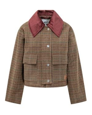 Ganni Short Barn Jacket - Brown