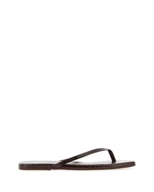 TKEES Leather Lily Thong Mini Sandal Slippers - Brown