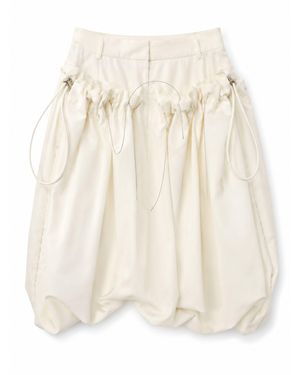 Sacai Wool Balloon Skirt With Drawstrings And Belt Loops - Natural