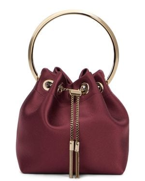Jimmy Choo 15 Cm Satin Bon Bon Mini Handbag With Drawstring Closure - Red