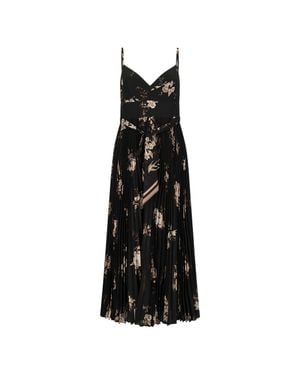 Zimmermann Fitted Bodice Mini Dress With Shirred Back And Waist Belt - Black