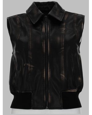 DIESEL Distressed Mini Gilet Bomber For - Black