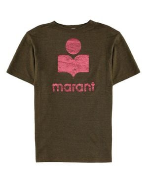 Isabel Marant Zewel Linen T-Shirt With Print - Green